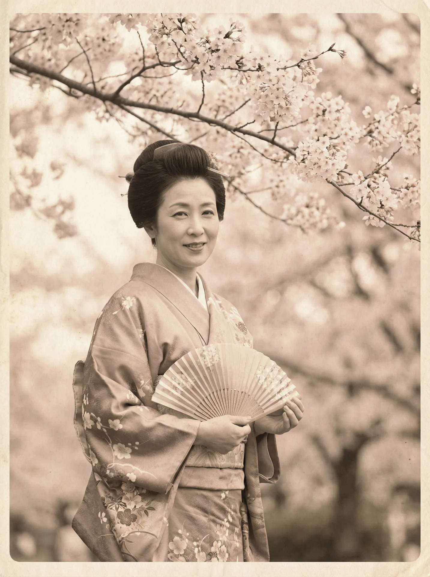 一位持扇的优雅 桃花直播免费观看 在樱花树下的复古写真